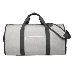 Sac &agrave; v&ecirc;tements et sac de sport 2 en 1 avec compartiment &agrave; chaussures - Gris - Neuf