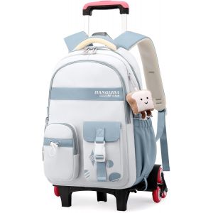 Sac À Dos À Roulettes Pour Filles, Cartable A Roulette Pour Filles De L'École Primaire Et Collège, Sac D'École Avec Chariot Amovible Pour Adolescent, 6 Roues - Neuf