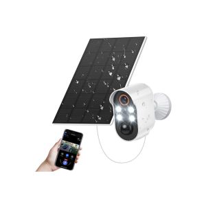 Cam&eacute;ra de s&eacute;curit&eacute; solaire sans fil avec vision nocturne et d&eacute;tection de mouvement pour la surveillance de la maison - Neuf