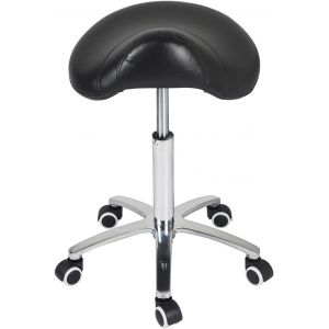 SUBZONAL-Tabouret Selle de Cheval Ergonomique &agrave; roulettes pour Cabinet m&eacute;dical Dentist Kitchen, Tabouret Haut r&eacute;glable (Noir) (Noir, sans Dossier) - Neuf