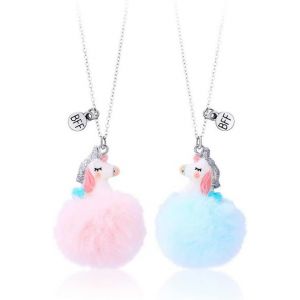 Bff Colliers Pour 2 Filles, Collier D'amitié Chaîne Pendentif Licorne Avec Pompon, Meilleurs Amis Colliers, Best Friends Forever Colliers, Amitié Bijoux Cadeaux Pour Filles Amis Soeurs Mère - Neuf