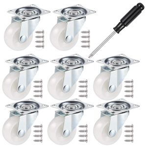 Meimie-8pcs Roulettes Pivotantes,Pu Roulette Charge Lourde En Caoutchouc Pour Bricolage,Roulettes Pour Meubles Avec Tête Pivotante À Doble Roulements À Billes Avec Vis (Hauteur 50mm/2pouce) - Neuf