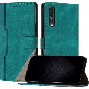 KAL-&Eacute;tui Pour Huawei P20 Pro, Housse En Cuir Pu Avec [Protection Antichoc Tpu] [Fonction Support] [Porte-Cartes ] Antichoc Magn&eacute;tique Coque Pour Huawei P20 Pro - Vert - Neuf