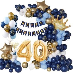 AYUHR-Décoration Anniversaire 18 ans,18 Ans Décorations Anniversaire de Fête en Bleu Marine Or, Deco Anniversaire 18 ans Bannières, Arche Ballon Anniversaire 18 Ans, Deco 18 ans Ballon pour Femme Hom - Neuf