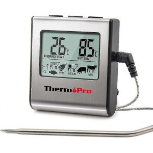 Thermomètre Numérique De Cuisson De La Viande Tp16 Avec Grand Écran Lcd Pour Four Fumoir Cuisine Traite Thermomètre De Gril De Barbecue Avec Minuterie Et Tempe En Acier Inoxydable - Neuf