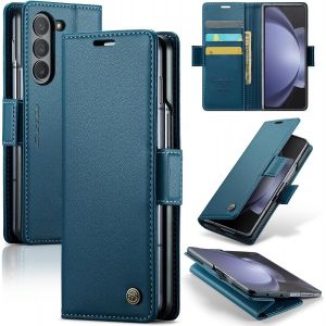 Maa-Coque Pour Samsung Galaxy Z Fold 5, Étui Housse En Rfid Protection Premium Pu Cuir Portefeuille Rabat Case Magnétique Stand Antichoc, Étui Case Pour Samsung Galaxy Z Fold 5, Bleu - Neuf