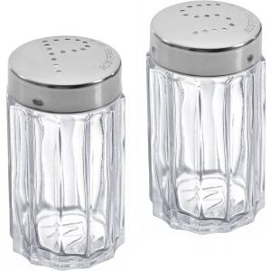 Tianyi-Salière Et Poivrière - Contenu : 1 Salière Et 1 Poivrière - Capacité : 50 Ml - Verre/Acier Inoxydable - Traditionnel - Transparent/Argenté - 63112270 - Neuf