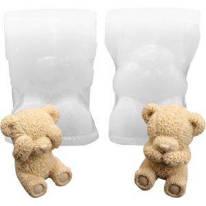 Mevronisshop-2 Pi&egrave;ces Moule &Agrave; Ours En R&eacute;sine 3d - Bac &Agrave; Gla&ccedil;ons, Moule En Silicone Pour Bricolage Chocolat, Bonbons, G&acirc;teau, Cuisson - Neuf