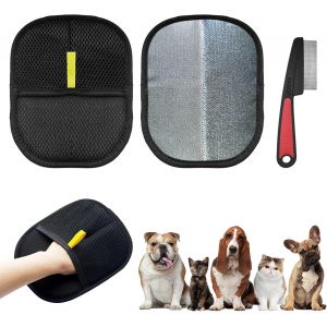 Lot De 2 Gants D'épilation Pour Poils D'animaux Avec Peignes Pour Chats Et Chiens-Gant Magnétique Pour Poils De Chat- -Épilateur Antistatique Pour Canapés,Tapis,Vêtements - Neuf