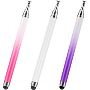 jum-Lot De 3 Stylets Pour Tablette-Pour Toutes Les Tablettes-Stylet Pour Tablette-Stylet Pour T&eacute;l&eacute;phone Portable-Stylet En Caoutchouc Pour Tablette-Violet Blanc Rose-Stylet - Neuf