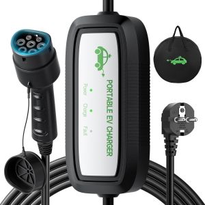 Chargeur Voiture Electrique, [3,68Kw |16A | 6M] Chargeur Type 2, Domestique Cable Recharge Voiture Electrique Vec Voyant Led Et Sac, Compatible Avec Ev/Phev, Iec 62196-2 - Neuf