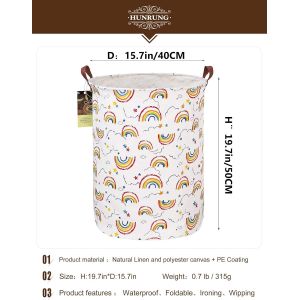 Subzonal-Grand Panier De Rangement L&eacute;ger En Toile - Organisateur De Jouets - Pliable Et Imperm&eacute;able - Pour Dortoir Universitaire, Chambre D'enfant, Salle De Bain (Arc-En-Ciel Rond) - Neuf