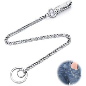 TRAHOO-Cha&icirc;ne De 30 Cm En Acier Inoxydable Pour Accrocher Les Cl&eacute;s Ou Le Portefeuille Sur Le Pantalon, Pour Femme Ou/Et Homme (Argent) - Neuf