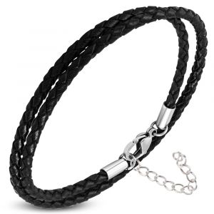 Zense - Bracelet Homme En Cuir Noir Double Enroulement Zb0239 - Neuf