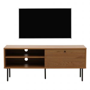 Meuble TV HWC-N78, Buffet bas Armoire TV, style scandinave M&eacute;tal Bois M&eacute;lamine MVG 50x120x40cmnaturel - Neuf