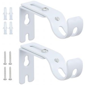 2 Pièces Support Barre Rideau Supports Réglables Attache Tringle Rideau Support Tringle Et 8 Accessoires Convient Aux Tringles A Rideaux Tringles A Rideaux De Porte Ou Stores(Blanc) - Neuf