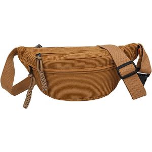 KALANKA-Sac Banane en Velours Côtelé Sac à Bandoulière pour Femme Sac à Bandoulière pour Homme Sport Mode Poches sur Les Hanches Sac pour Téléphone Portable Sacs en Velours Côtelé Marron pour L'extér - Neuf