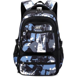 CHECARZHN--NO1-Sac A Dos College Garcon 38L Cartable Garcon Primaire Cm1 Cm2, Ergonomique | Sangle De Poitrine | Impermeable Sac À Dos Collège Scolaire Sac Ecole Ado Garçon 10+ Ans - Neuf