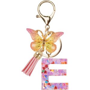 KAL-Porte-Clés Avec Initiales, Rose Papillon Porte-Clés Pour Sac À Dos, Cartable - Neuf
