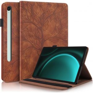 Kal-Coque Pour Samsung Galaxy Tab S10 Fe 10.9" 2025 Sm-X520/X526/X526b/Galaxy Tab S9 Fe 10.9" Sm-X510/X516b Housse De Protection Avec Porte-Pencil &Eacute;tui &Agrave; Rabat Avec Support Fonction Marron - Neuf