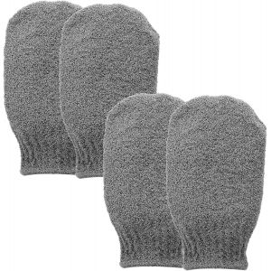Asfasfq-Sibba Lot De 2 Paires De Gants Exfoliants Gants Exfoliants Pour Enlever La Saleté Et Les Peaux Mortes Exfoliant Pour Le Corps Pour Douche Et Bain Élimination Du Bronzage Kératose Pilaris (Gri - Neuf