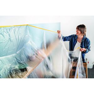 Easy Cover Perfect+ avec D&eacute;rouleur XL-Ruban de Masquage 2-en-1 avec Papier Washi et D&eacute;vidoir-Pour des Coupes Nettes et Pr&eacute;cises-Avec Couvre-Lame-17 m x 2,60 m - Neuf