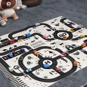 Tapis de jeu interactif pour enfants sur le th&egrave;me de la circulation automobile - 130 x 100 cm - Neuf