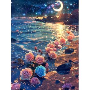 Ayuhr-Diy 5d Diamond Painting Des Roses Complet Accessoires, Paysage Broderie Peinture Diamant Painting Kit Complet Point De Croix Cristal Strass Artisanat Décoration Murale De La Maison 30x40 Cm - Neuf