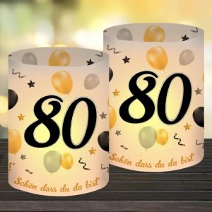 Lot de 12 Lanterne Photophores Décoratifs de Table pour 80 Ans,Bougies Décoration Table pour Anniversaire Homme Femme,Décoration de Table Happy Birthday,Convient pour Bougies Chauffe-Plat - Neuf
