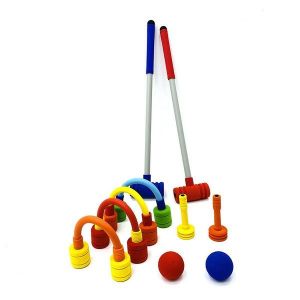 Ensemble De Croquet S&eacute;curitaire Pour Enfants - Jeu D'int&eacute;rieur/Ext&eacute;rieur En Mousse Souple Avec 2 Tiges, 4 Cibles Et 2 Balles - Amusant Pour Le Jeu Actif Et Le D&eacute;veloppement Des Comp&eacute;tences ! - Neuf