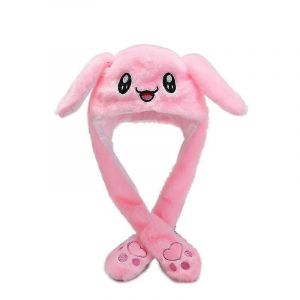 Oreilles en mouvement chapeau en peluche jouet oreilles de lapin, chapeau de lapin oreilles chapeau de saut en mouvement dr&ocirc;le lapin chapeau en peluche avec des lumi&egrave;res 1 pi&egrave;ce rose/yy - Neuf