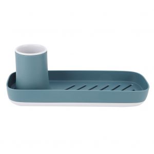 HJLIAN Egouttoir de rangement pour plan de travail, porte-brosse a dents, porte-savon (bleu fonce) - Neuf