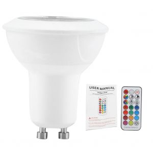 Hjlian Ampoule Spot 4 Led Ac85-265 V 3 W Gu10 Rgb+W, Lampe Coloree Avec Telecommande, Rgb + Blanc Chaud - Neuf