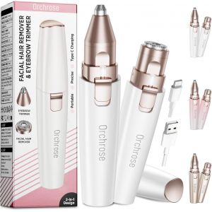 Rasoir Visage &Eacute;lectrique Pour Femme - Tondeuse Sourcils Femme Rechargeable - 2 En 1 Rasoir &Agrave; Sourcils Et Rasoir Visage Pour Femmes - Sourcils Poils Du Visage L&egrave;vres Bras Avec Lumi&egrave;re (White) - Neuf