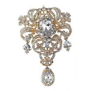 Femme De 5 Pouces Ouvrir Cristal Strass Grand Bouquet De Fleurs Goutte &Agrave; Goutte Broche Collier Broche Pour Les &Eacute;v&eacute;nements Officiels - Neuf