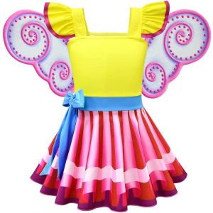 Ehnga-Déguisement Robe Fancy Nancy Avec Ailes De Papillon Et Leggings Pour Enfant Fille, Anniversaire Carnaval Fête Costume, Taille 2-8 Ans - Neuf
