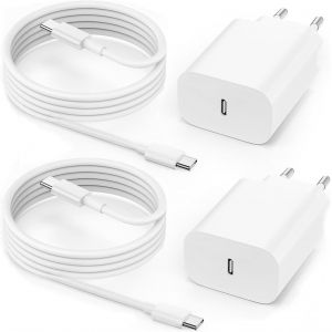 Chargeur Rapide Usb C 25w Pour Iphone 15 16/15 16 Pro/15 16 Pro Max/15 16 Plus/16e,Ipad Air/Ipad Pro/Ipad 10/11e Génération,2 Packs De Prises Usb C Avec 2m De Câble C To C - Neuf