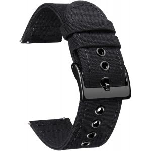 Bracelets De Montre En Toile À Dégagement Rapide Bracelet Pour Montre En Tissu 18mm 20mm 22mm 24mm Remplacement Bracelets Montres Canvas Pour Homme Et Femme Avec Boucle Argent/Noir.[U2089] - Neuf