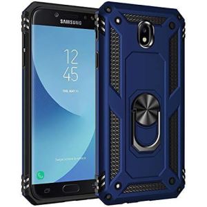 Kal-Coque Galaxy J7 2017/J730, Support De Bague En Métal, Pivots De Rotation À 360 ° & 180 °. Étui De Protection Slim Soft Tpu + Pc, Compatible Avec Support De Voiture Magnétique - Bleu - Neuf