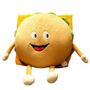 Oreiller créatif en forme de hamburger, jouet en peluche mignon en forme de hamburger, pain grillé simulé - Neuf