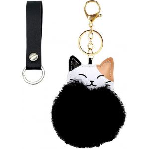 KAL-2Pcs Porte-Clés Pompons En Peluche Porte-Clés Pompon - Neuf