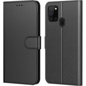ELVORIX-Etui Coque pour Samsung Galaxy A21s,Plusieurs Couleurs Disponible,Protection Etui Housse Premium en Cuir PU,Fermeture Magn&eacute;tique pour (Galaxy A21s, Book Noir) - Neuf