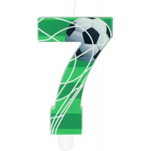 Bougies d'anniversaire en forme de chiffre 7 sur le thème du football pour garçons et hommes-Vert - Neuf
