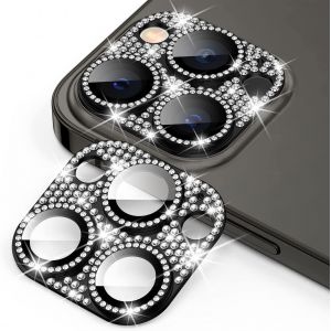 Kal-Caméra Protecteur Compatible Avec Iphone 14 Pro/Iphone 14 Pro Max, Ultra Hd 9h Dureté Anti Rayures Verre Trempé Diamant Caméra Coque Cover Pour Iphone 14 Pro/Iphone 14 Pro Max -Noir - Neuf