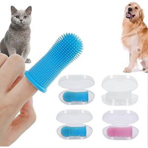 Ventes Promotionnelles 4 Pcs Brosse À Dents Pour Chien Brosse À Dents Pour Chat Avec Poils Complets Brosse À Dents Pour Doigts Brosse À Dents - Neuf