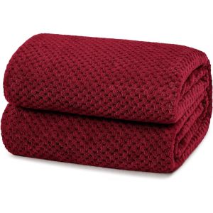 Tianyi-Plaid Couverture Polaire, Jeté De Canapé En Flanelle, Bordeaux 150 X 200 Cm, Couverture De Lit Doux Et Chaud Pour Toutes Les Saisons - Neuf