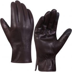 Gants en cuir pour hommes, gants d'hiver en cuir de ch&egrave;vre, &eacute;cran tactile GM040EU - Neuf