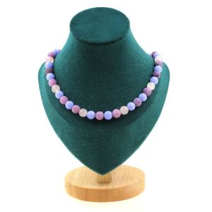 Collier Perles Quartz Rose + Mica Violet Mat + Agate Crazy Lace Bleu 8 Collier Femmes, Hommes. Taille Personnalisable. - Neuf