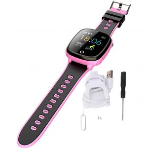 Montre Connectee Etanche Pour Enfants, Garcons Et Filles, Avec Camera, Localisation Gps Et Lbs, Sos, Telephone Portable (Rose) - Neuf