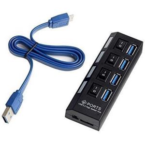 Superspeed USB Hub 3.0-4 Ports avec interrupteurs LED,Compatible avec Windows Mac - Neuf